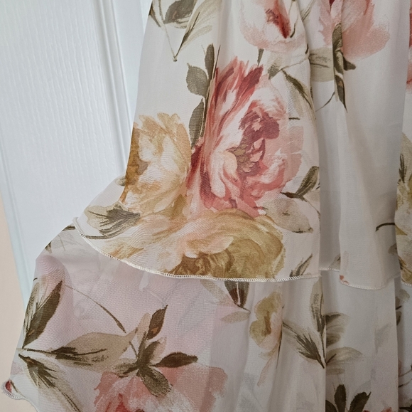 Kate & Lily Women’s Floral Chiffon Dress Size 8 Sleeveless Tiered Ruffle Skirt - Picture 3 of 15